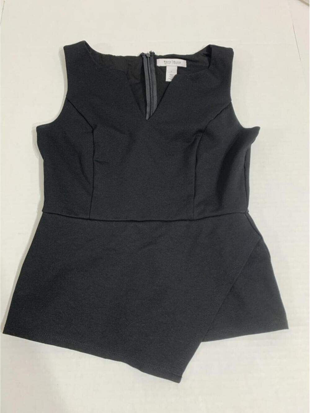 White House Black Market Size 2 Black Sleeveless Peplum Top Shirt Blouse
